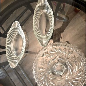 Glass Plates and two glass boats